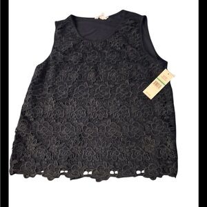 Nanette Lepore Spring Fling Tank Blouse Womens Large Navy Blue Lace Lined NWT